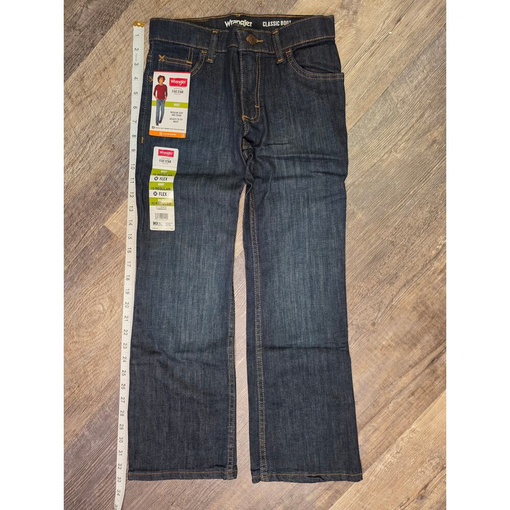 Wrangler Five Star Premium Boys Jeans 10 Reg Classic Boot Flex Dark Wash NWT - Picture 2 of 6